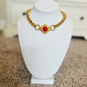 Brushed Gold tone Statement Necklace
